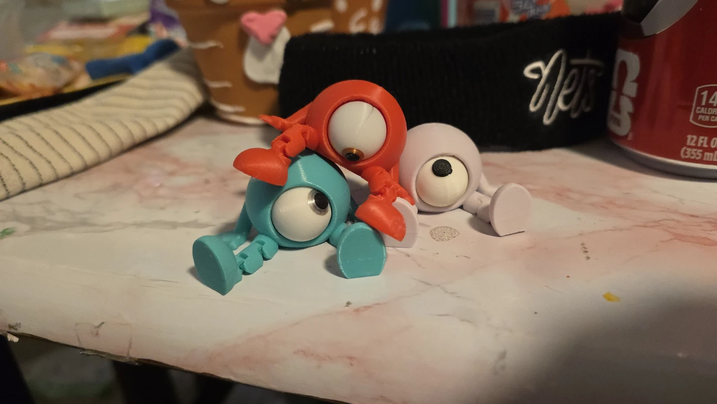 🧡 3x- 3D Printed Figure - Orange, Teal, and White