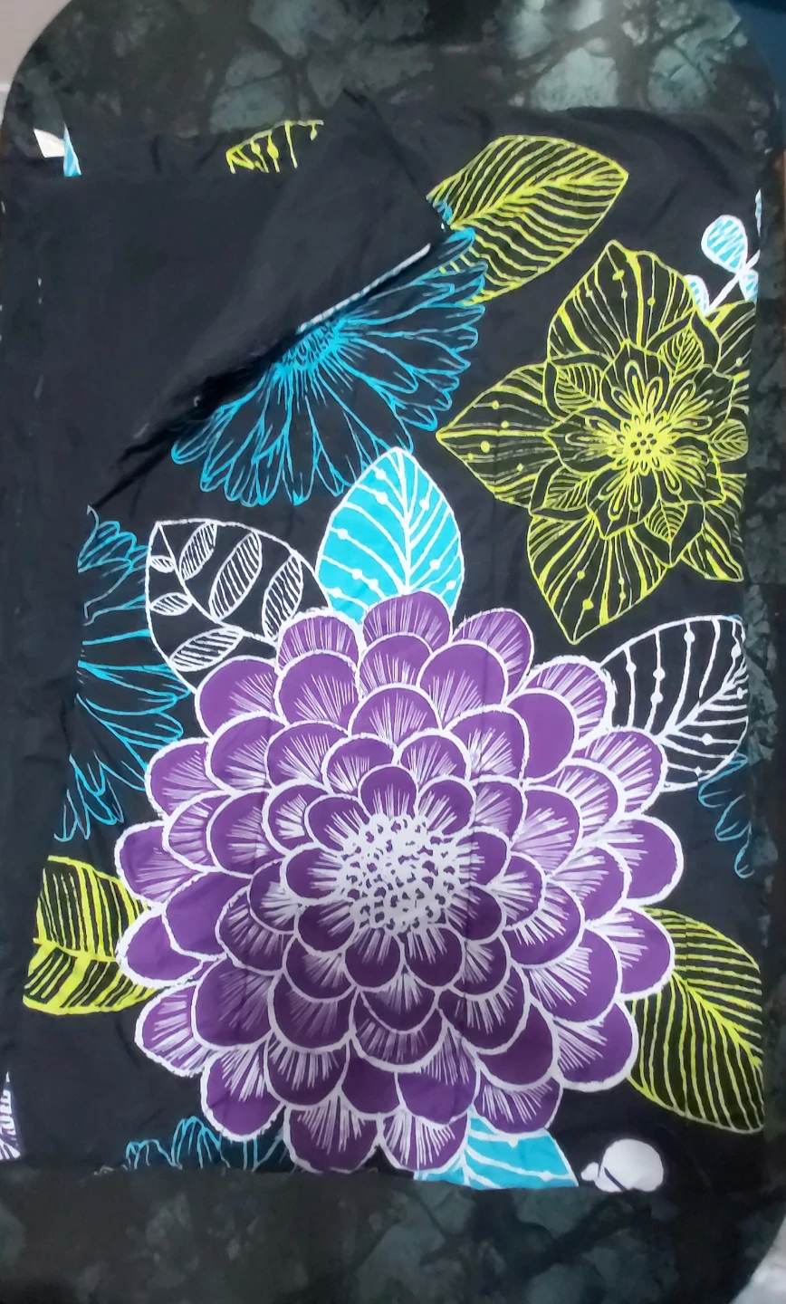 Black Duvet Cover with Floral Print