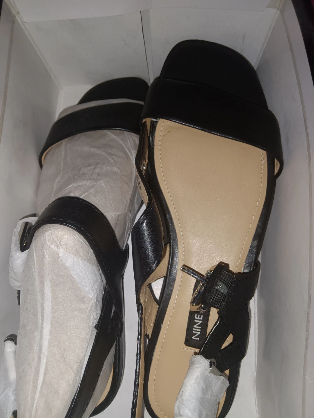 Nine West Women's Gia Black Leather Sandals Size 7 - photo 3