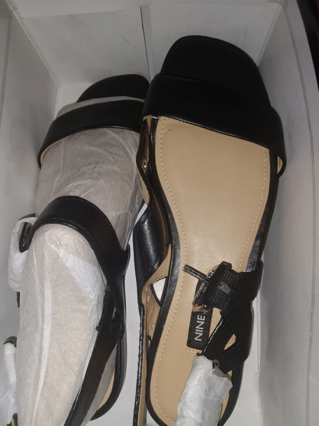 Nine West Women's Gia Black Leather Sandals Size 7 - photo 4