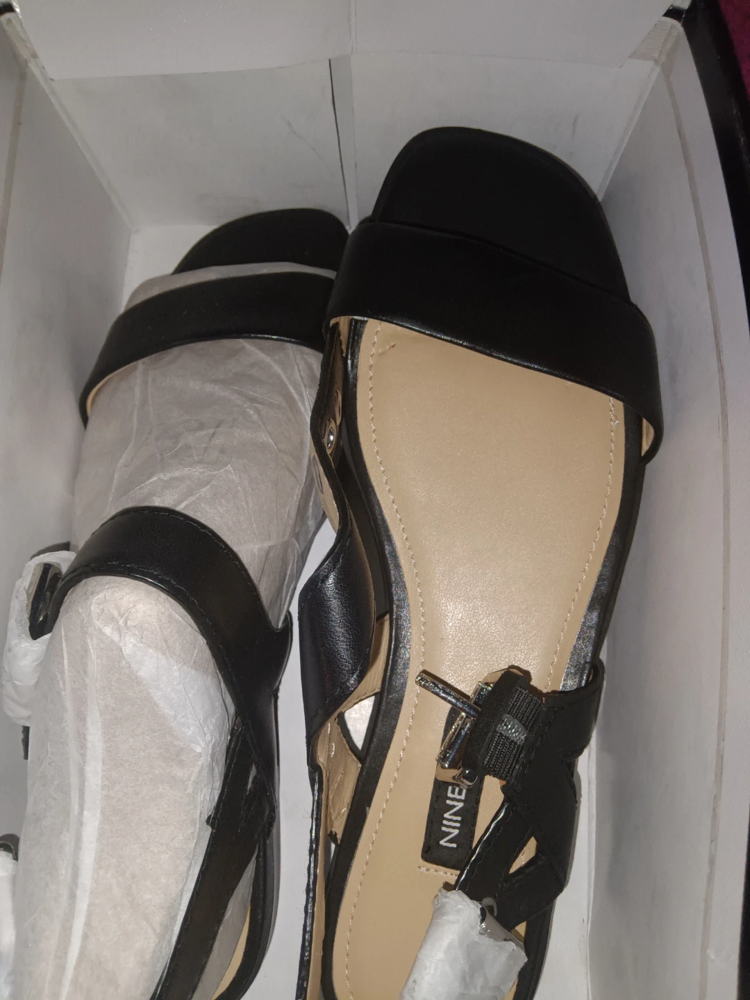 Nine West Women's Gia Black Leather Sandals Size 7 - photo 5