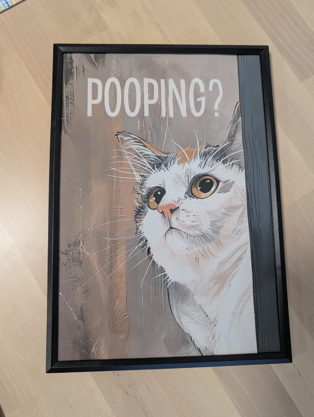 Funny Cat bathroom decor "Pooping?" Framed Wall Art - photo 5