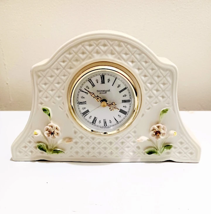 Unique German Hand Painted Dongal Ireland Parian China Clock