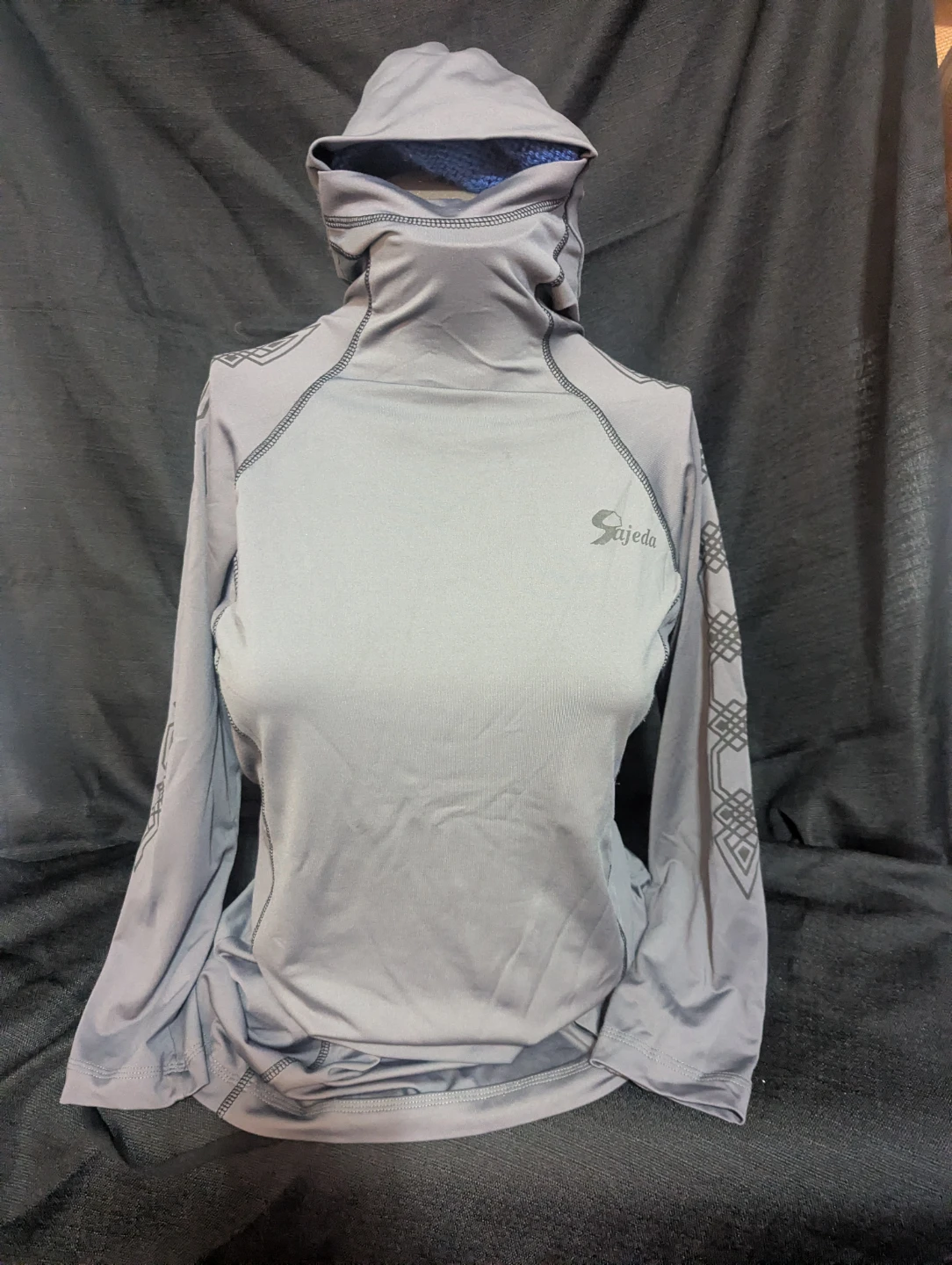 Sajeda Long Sleeve Hoodie Top Size S Grey