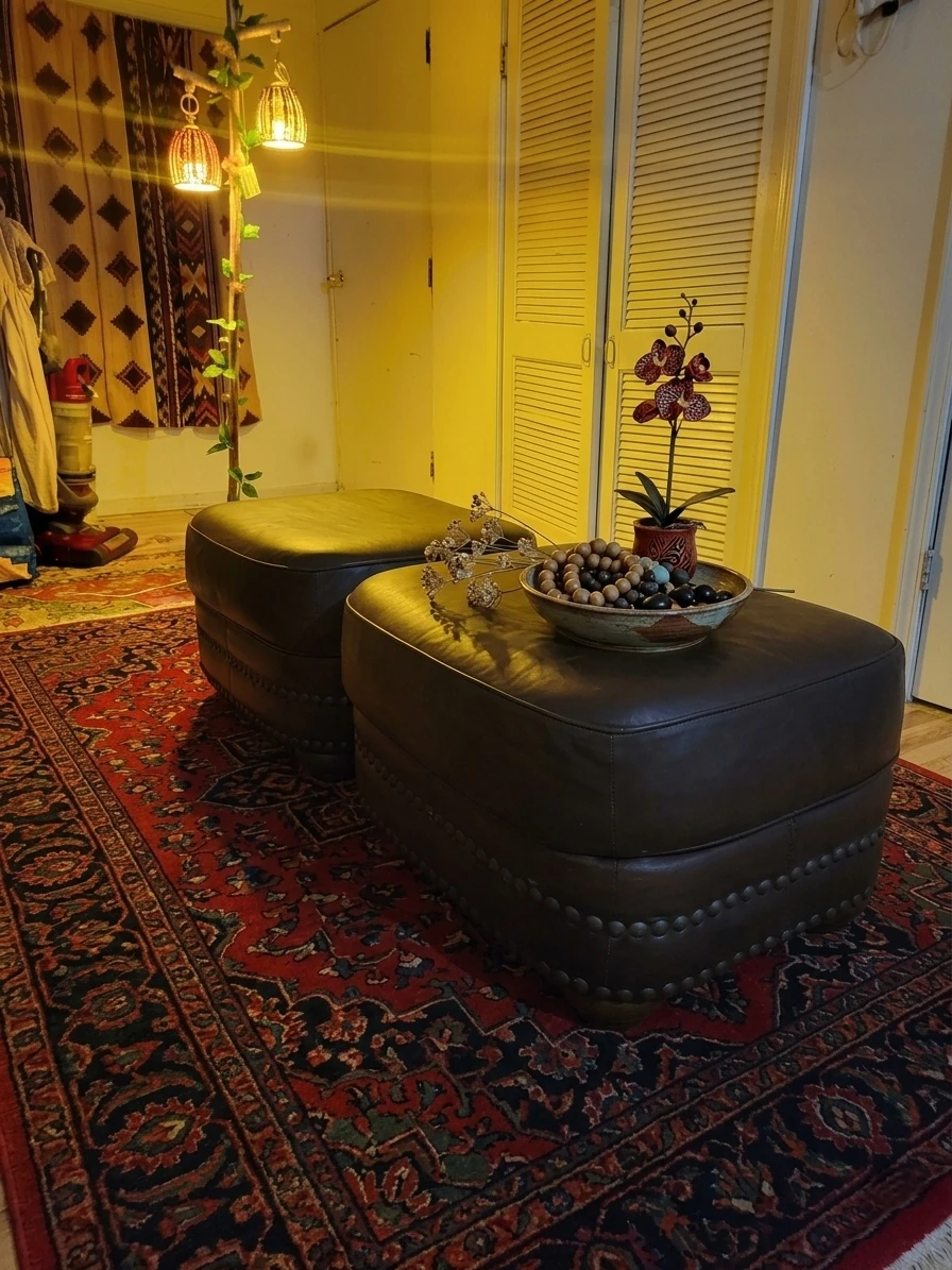 Bernhardt Genuine leather Ottomans set of 2