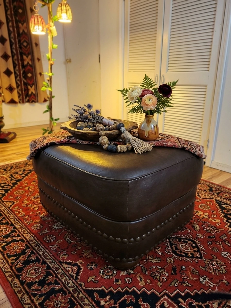 Bernhardt Genuine leather Ottomans set of 2 - photo 2