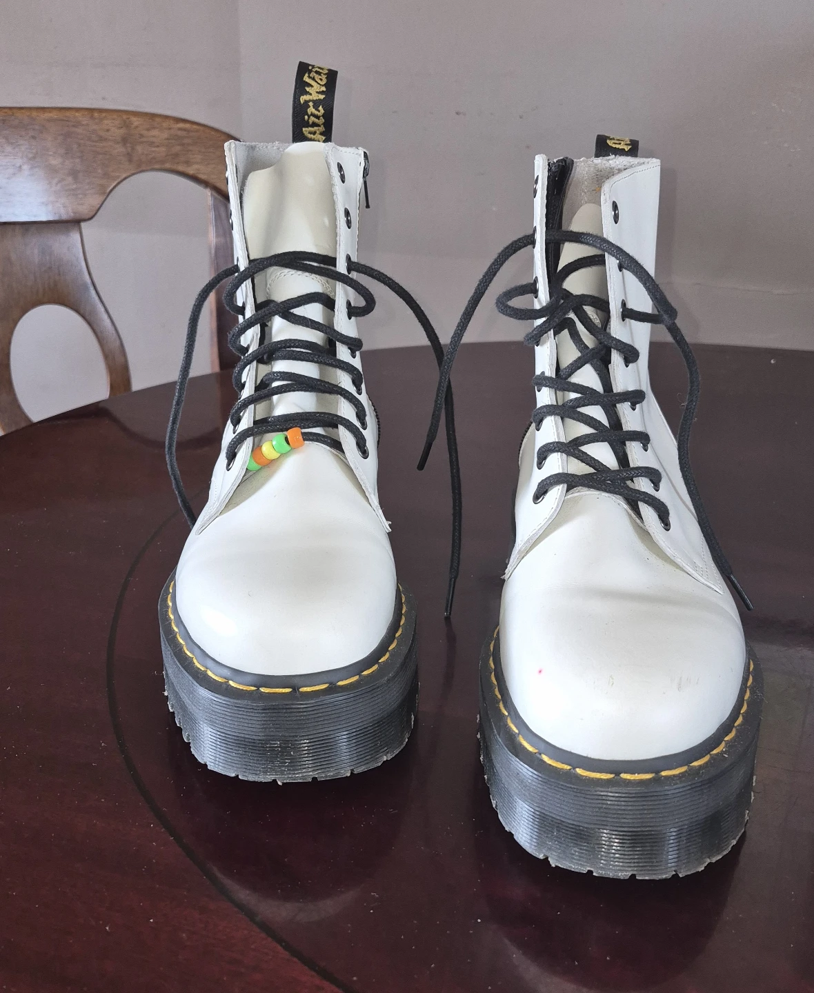 Dr. Martens Jadon White Platform Boots with Zippers - photo 2