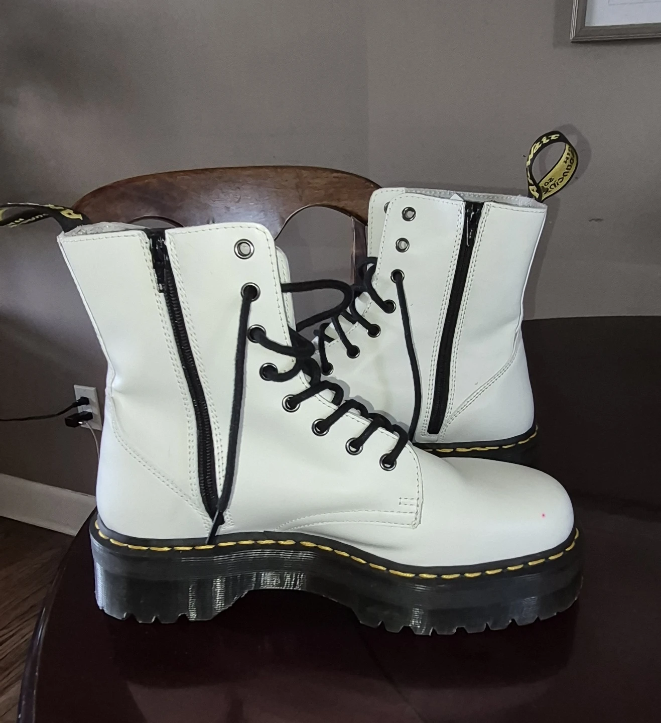 Dr. Martens Jadon White Platform Boots with Zippers - photo 5