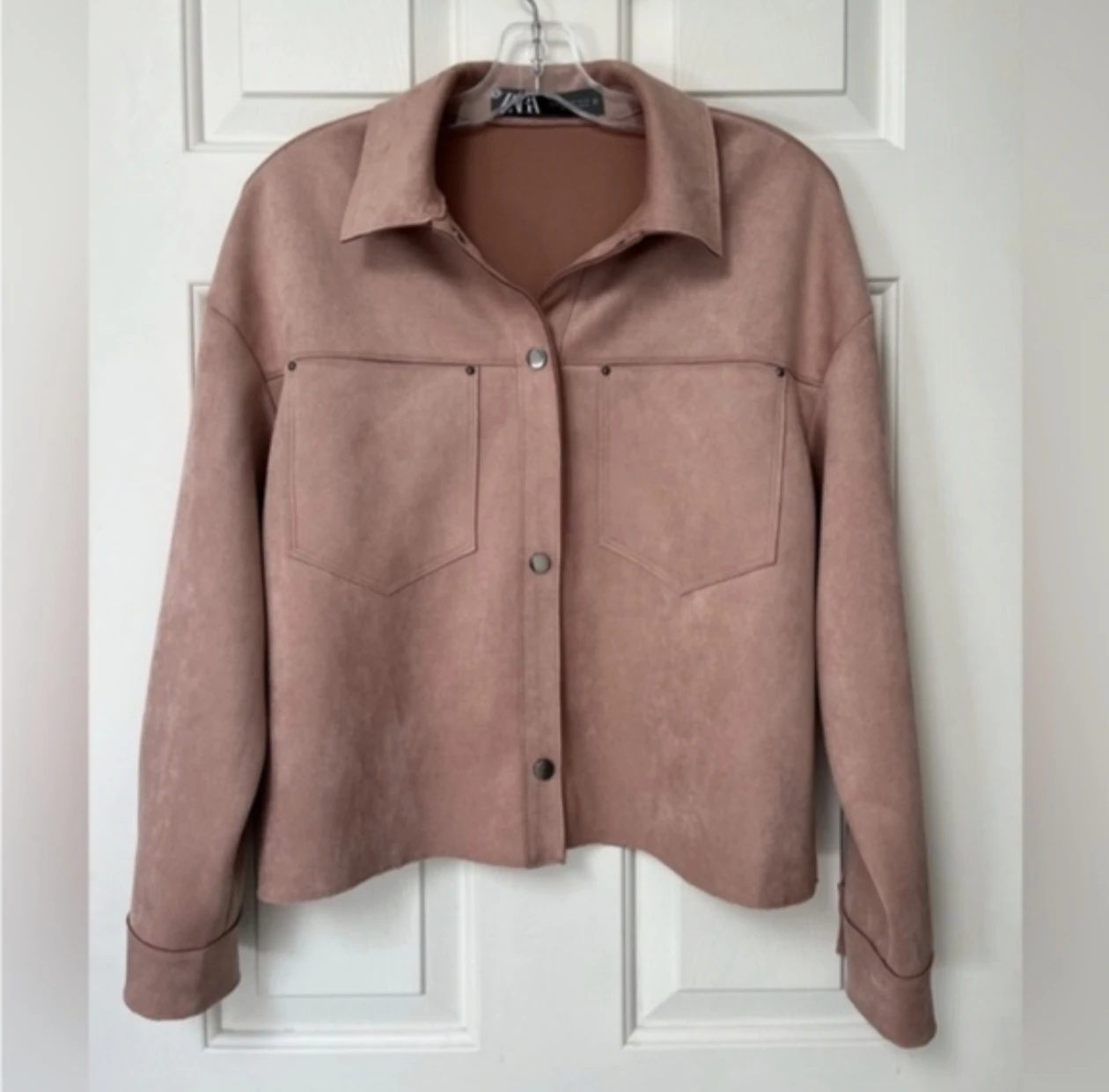 ZARA Pink Suede Button-Up Jacket - photo 2