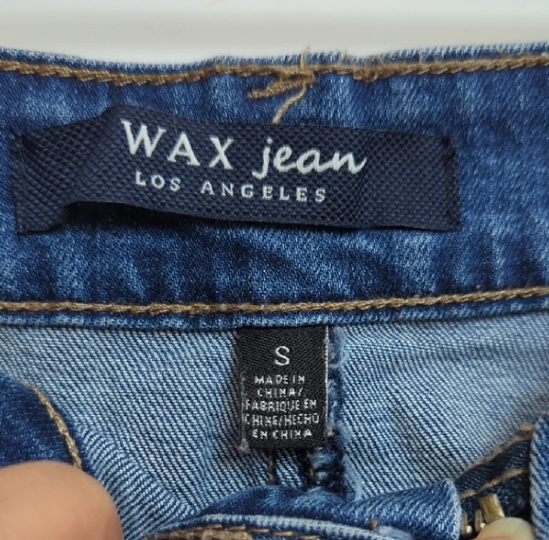 Wax Jean Blue Denim Ripped Mini Skirt Size S - photo 5