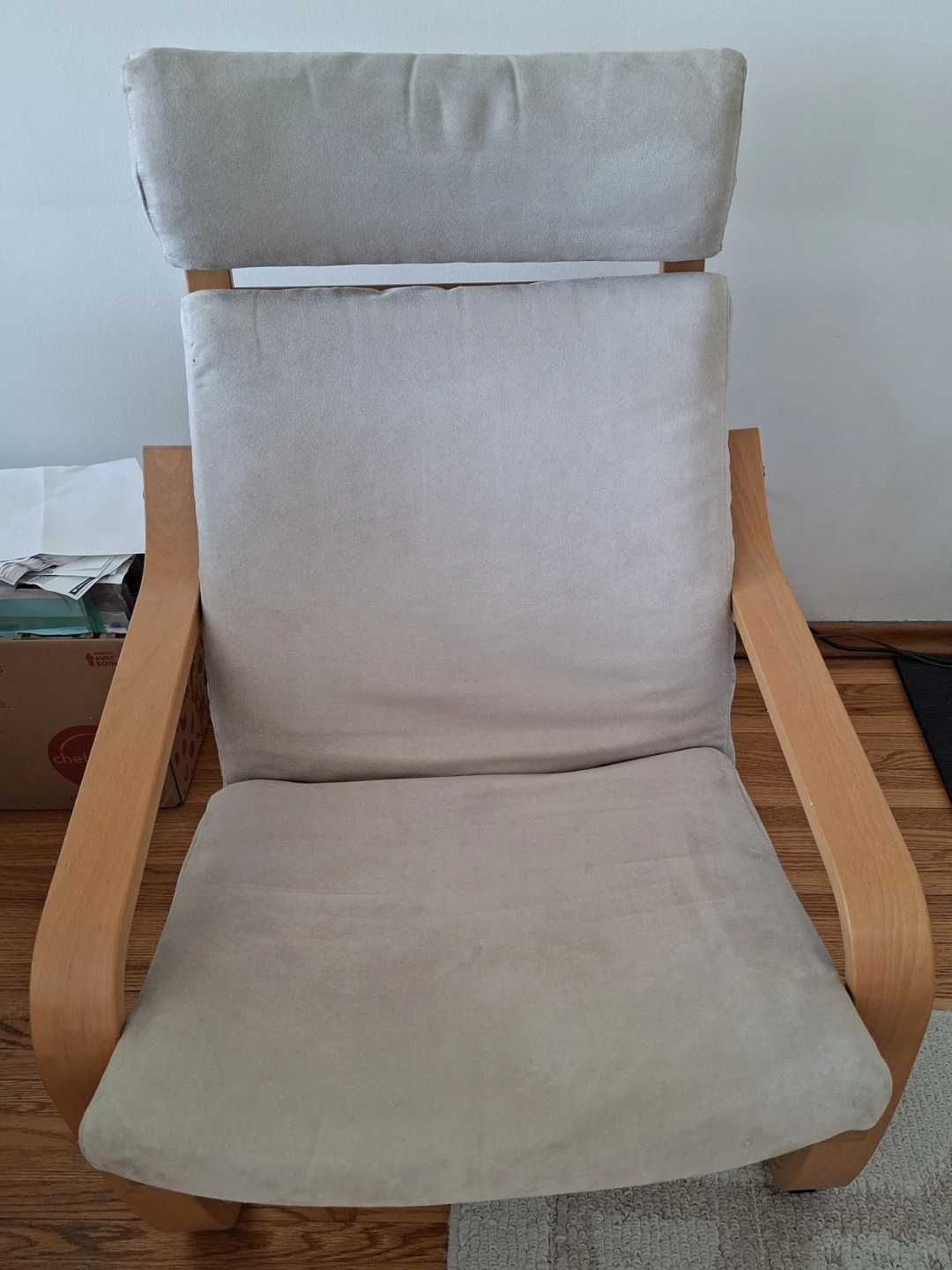 Ikeas Cream Accent Chair with Wood Frame