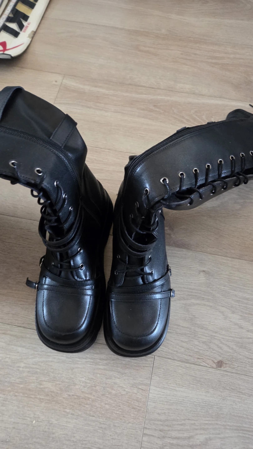 Over-the-knee Black Platform Boots Size 43 - photo 2