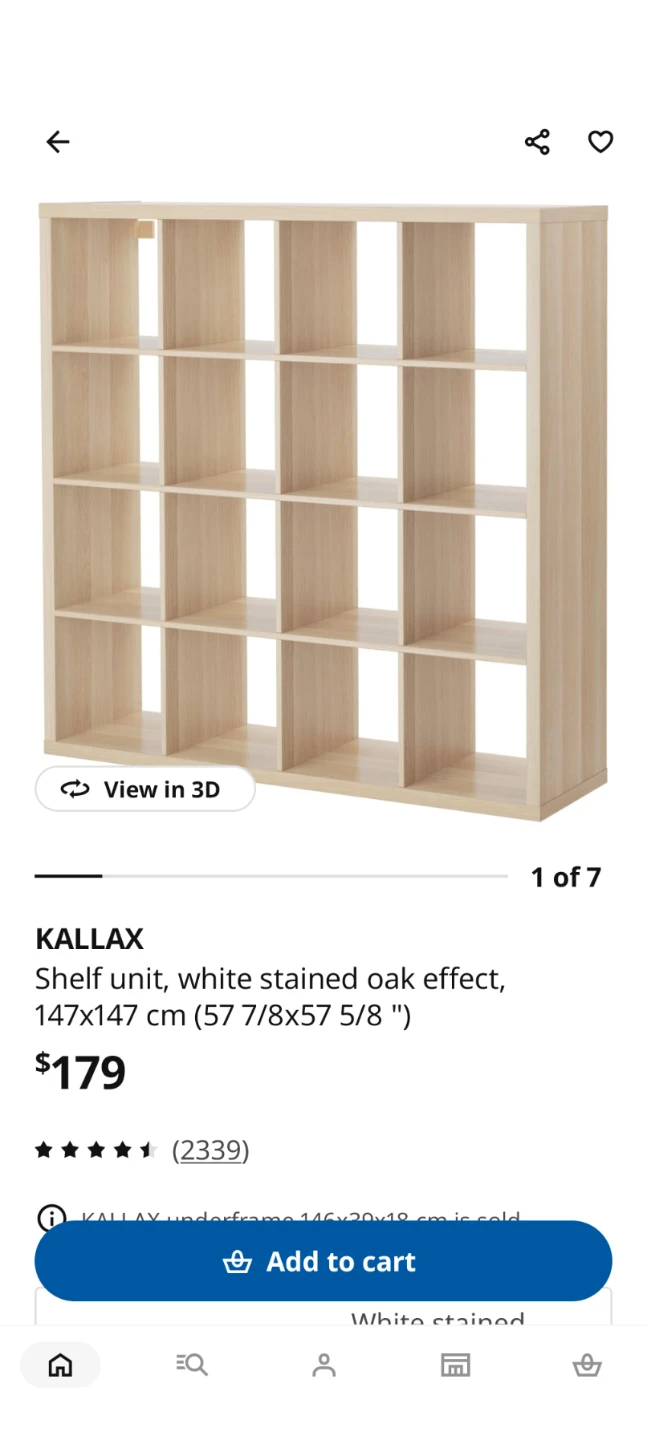IKEA KALLAX Shelf Unit - White Stained Oak Effect, 147x147 cm