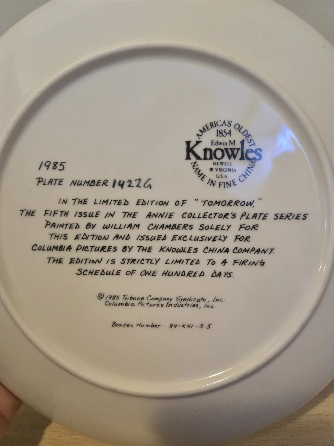 Tomorrow Collector's Plate by Knowles China - photo 2