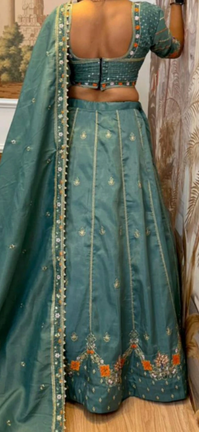 Teal Embroidered Lehenga Choli with Dupatta🥕🥕 - photo 3