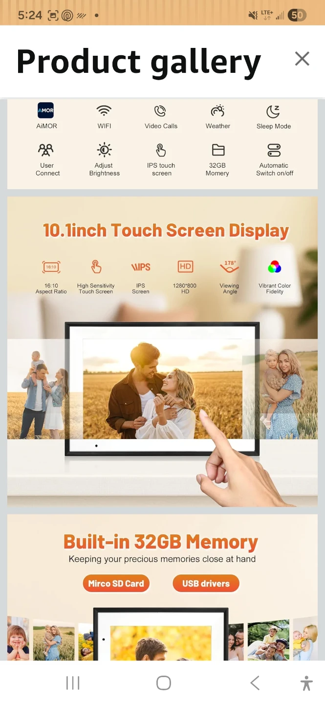 AIMOR 10.1 Inch WiFi Digital Picture Frame - 32GB - photo 2