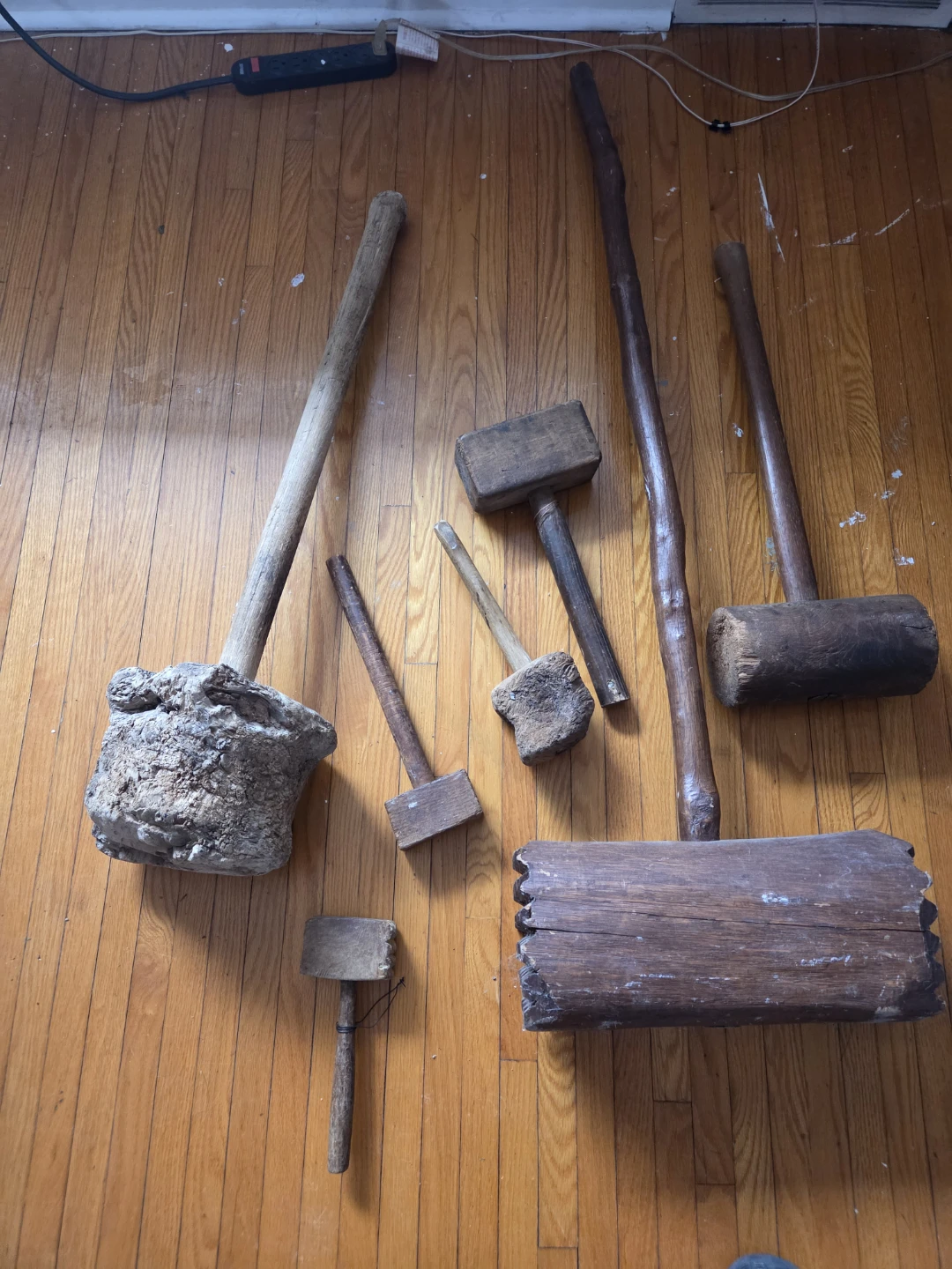 Set of 7 Wooden Mallets and Beaters