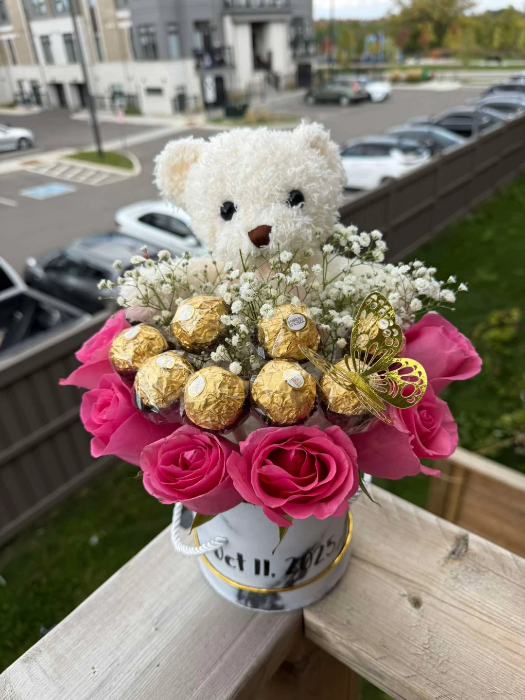 Teddy Bear and Ferrero Rocher Flower Arrangement - photo 3