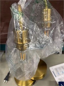 Set of 2 Gold Metal Desk Lamps with USB Ports - photo 3