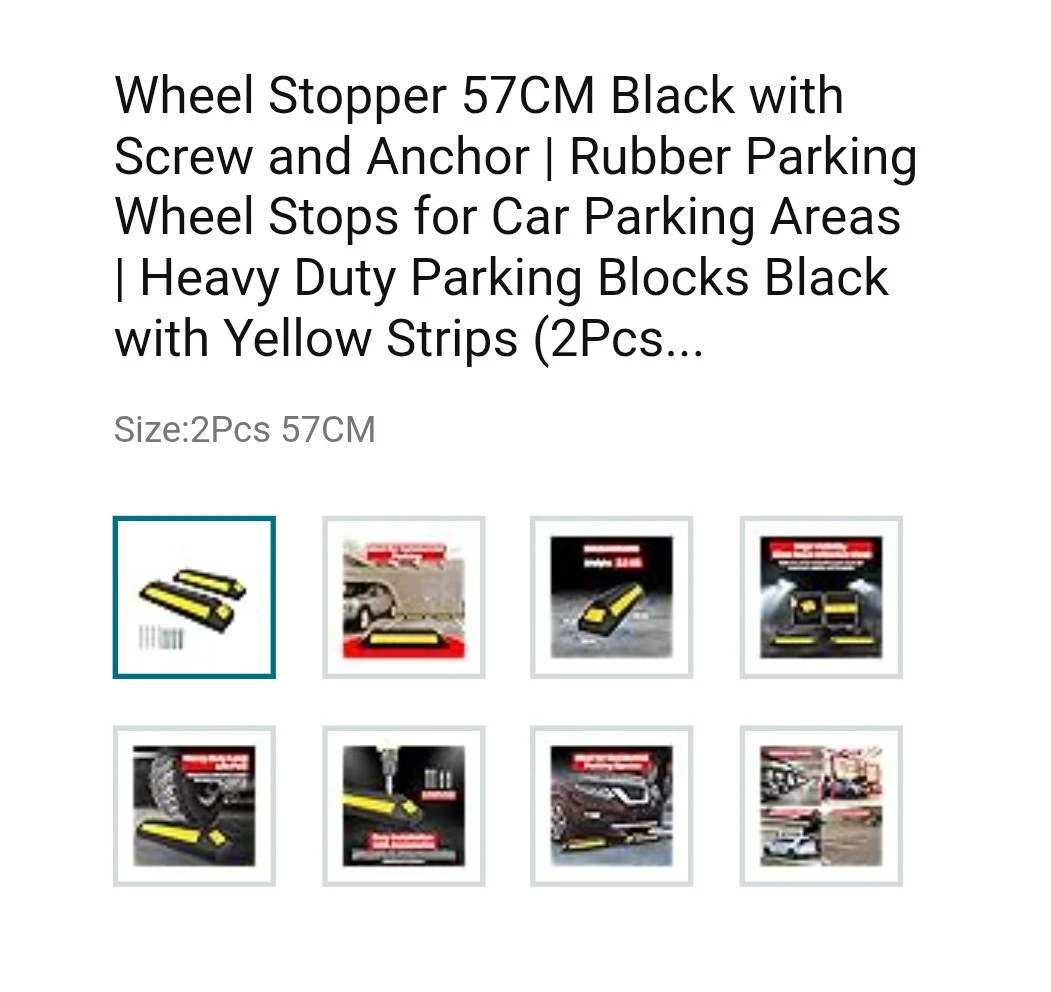 2x Wheel Stopper 57CM Black with Yellow Stripes - photo 2
