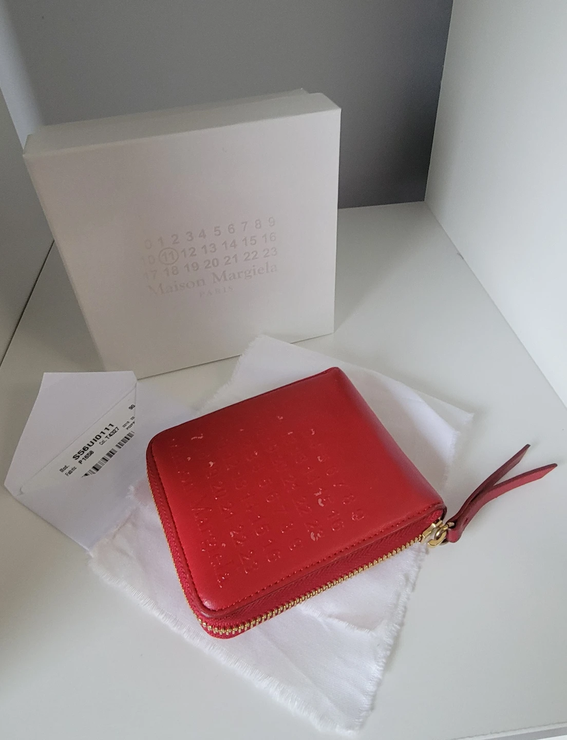 Maison Margiela Red Leather Zipped Wallet
