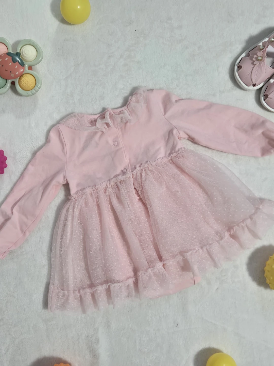 Baby Girl Pink Long Sleeve Tutu Bodysuit - photo 3