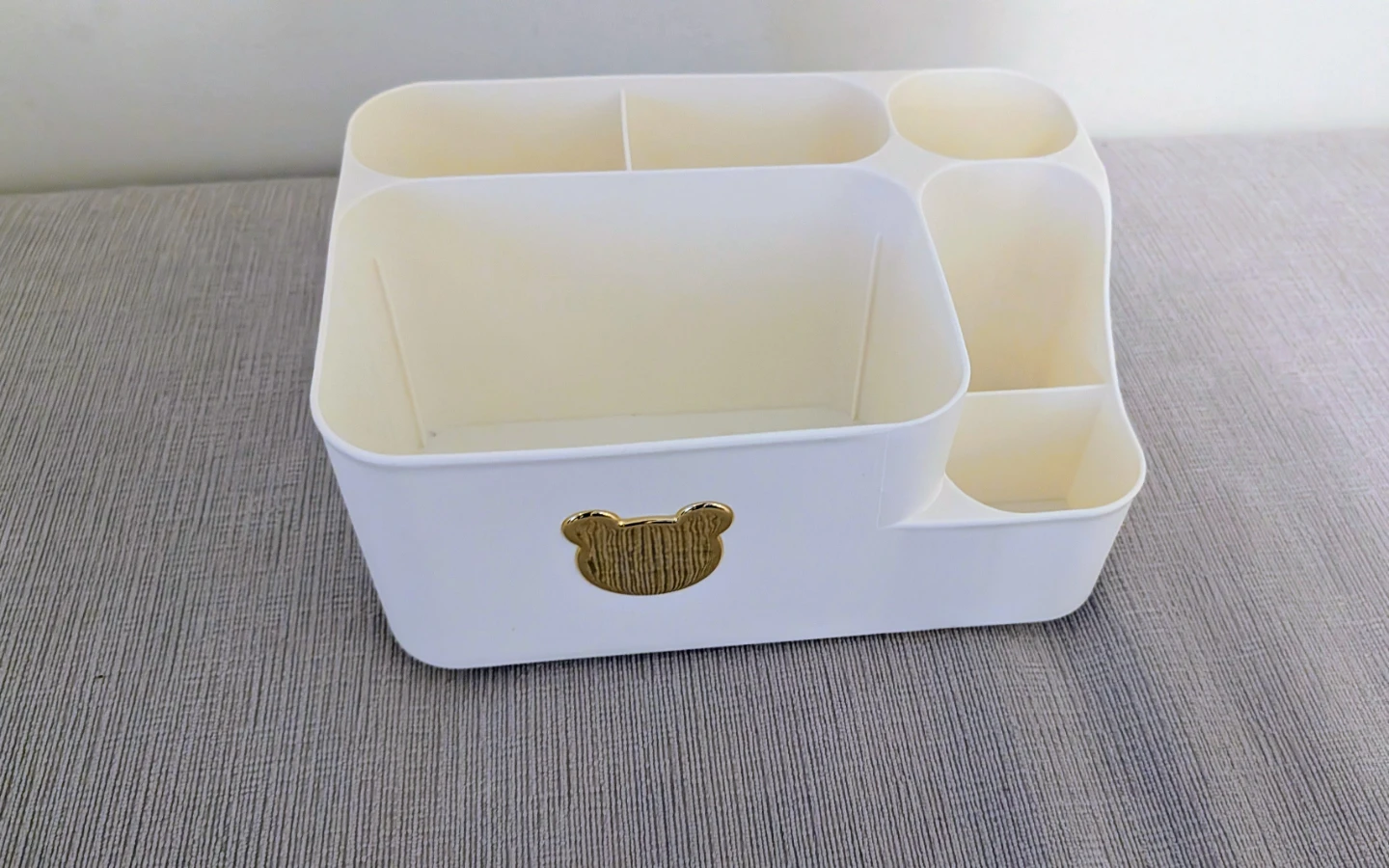 Brand New White Desktop Organizer with Bear Emblem