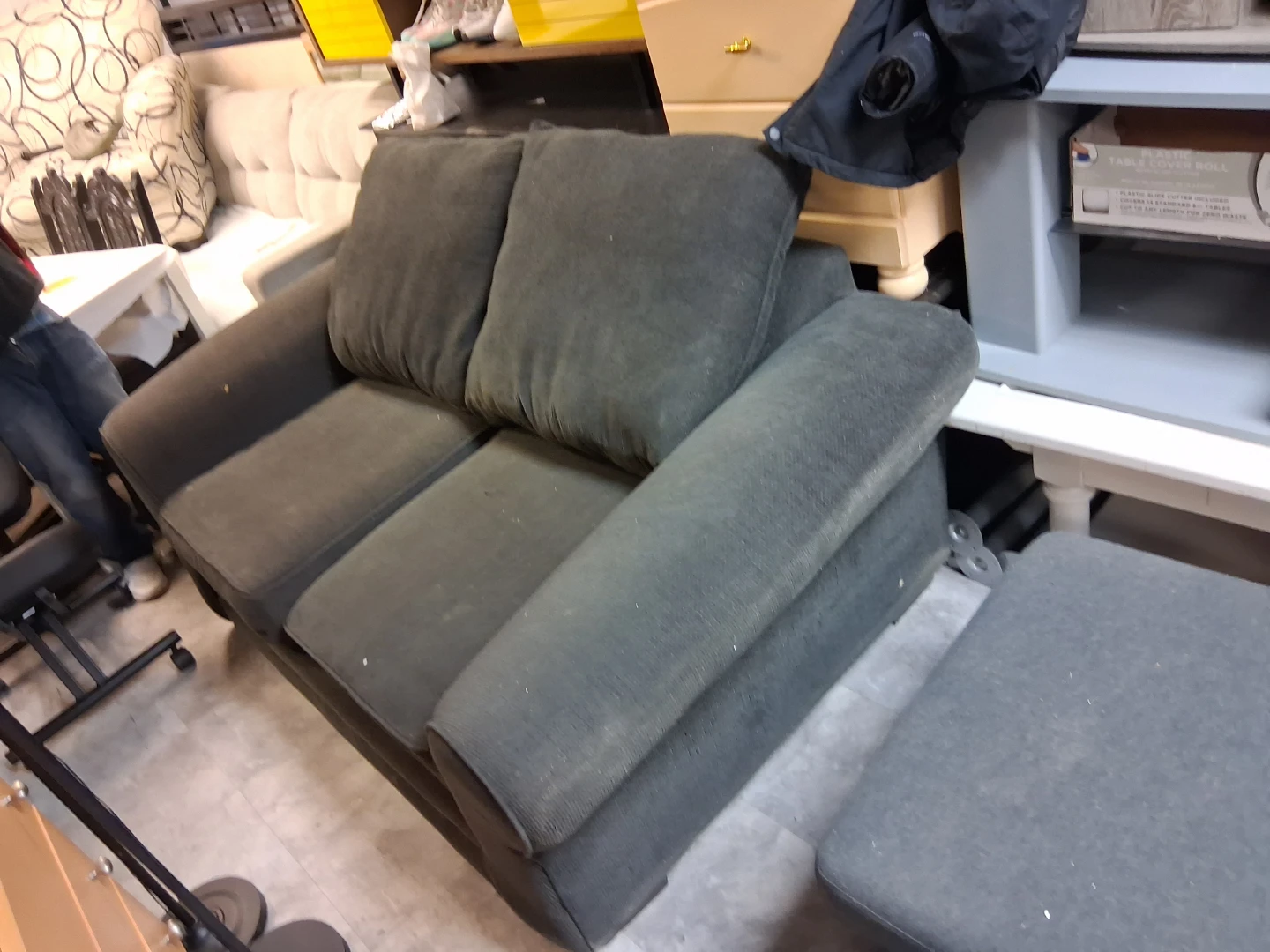 Dark Gray Sofa with Ottoman