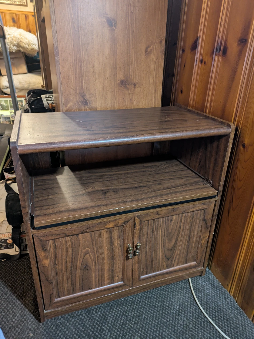 Microwave stand with storage and pull out shelf - photo 2