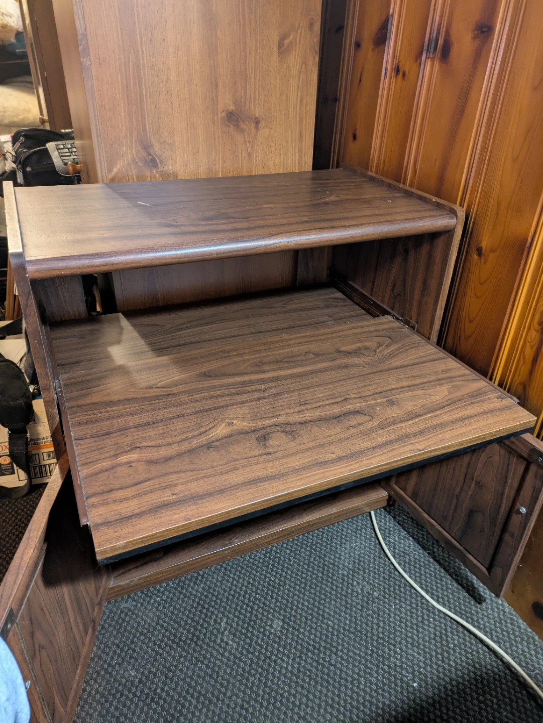 Microwave stand with storage and pull out shelf - photo 3