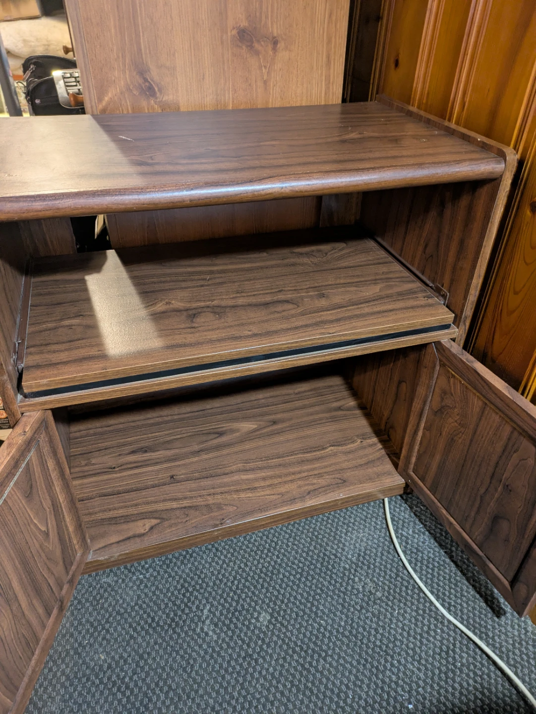 Microwave stand with storage and pull out shelf - photo 4