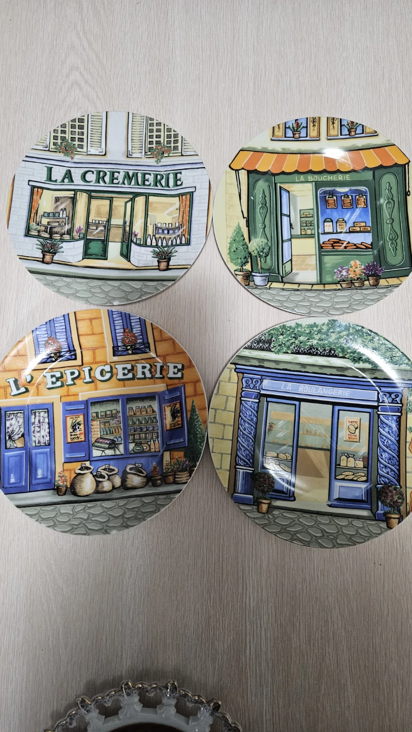 Set of 4 Decorative Plates - French Bakery Scene