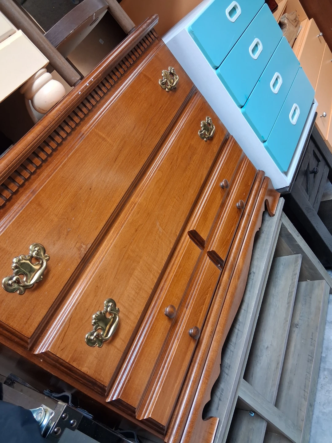 Wooden Dresser with Brass Hardware