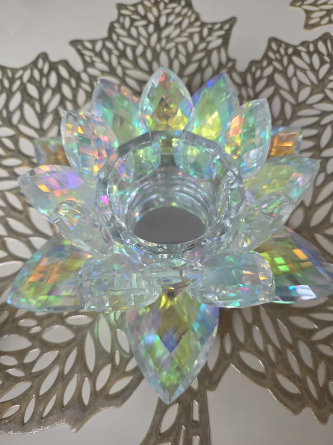 Crystal Lotus Flower Candle Holder