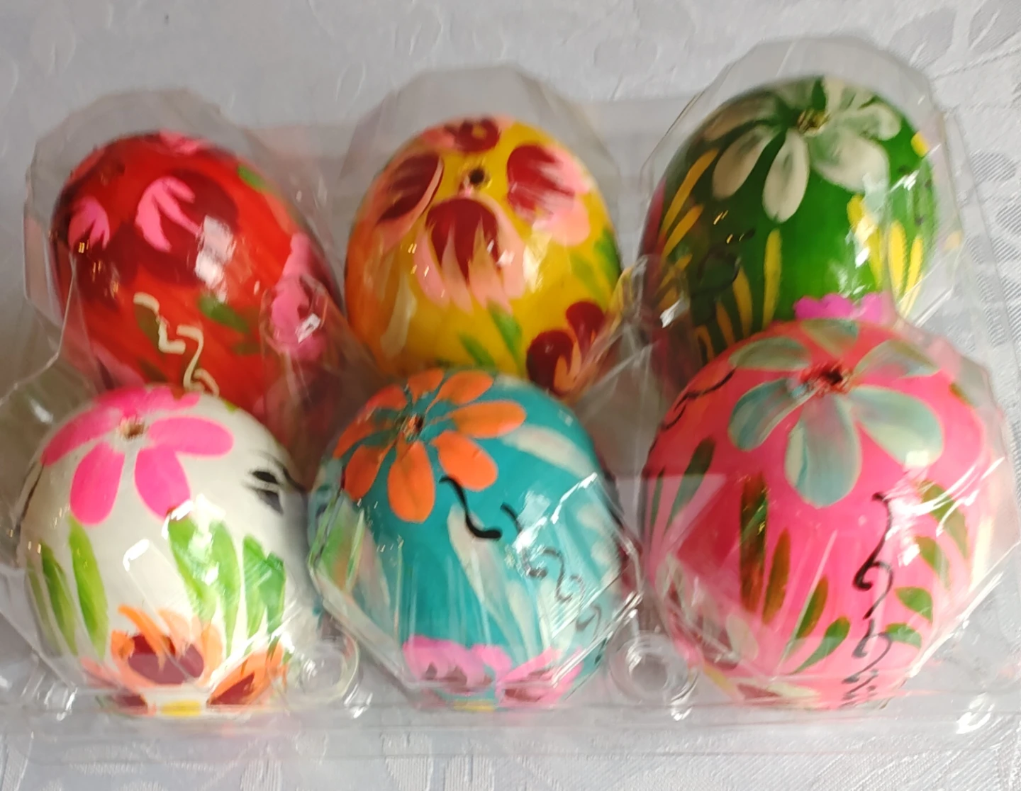 Set of 6 Hand-Painted Decorative Easter Eggs