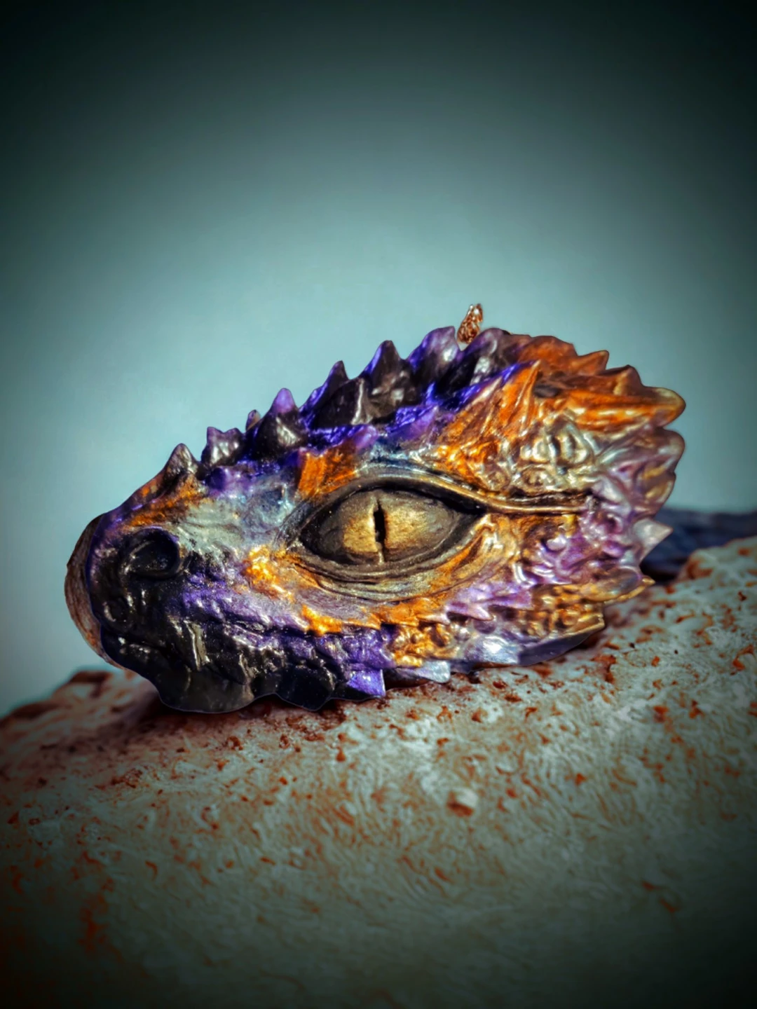 Tête de dragon décorative, couleurs métalliques/HANDMADE - photo 2