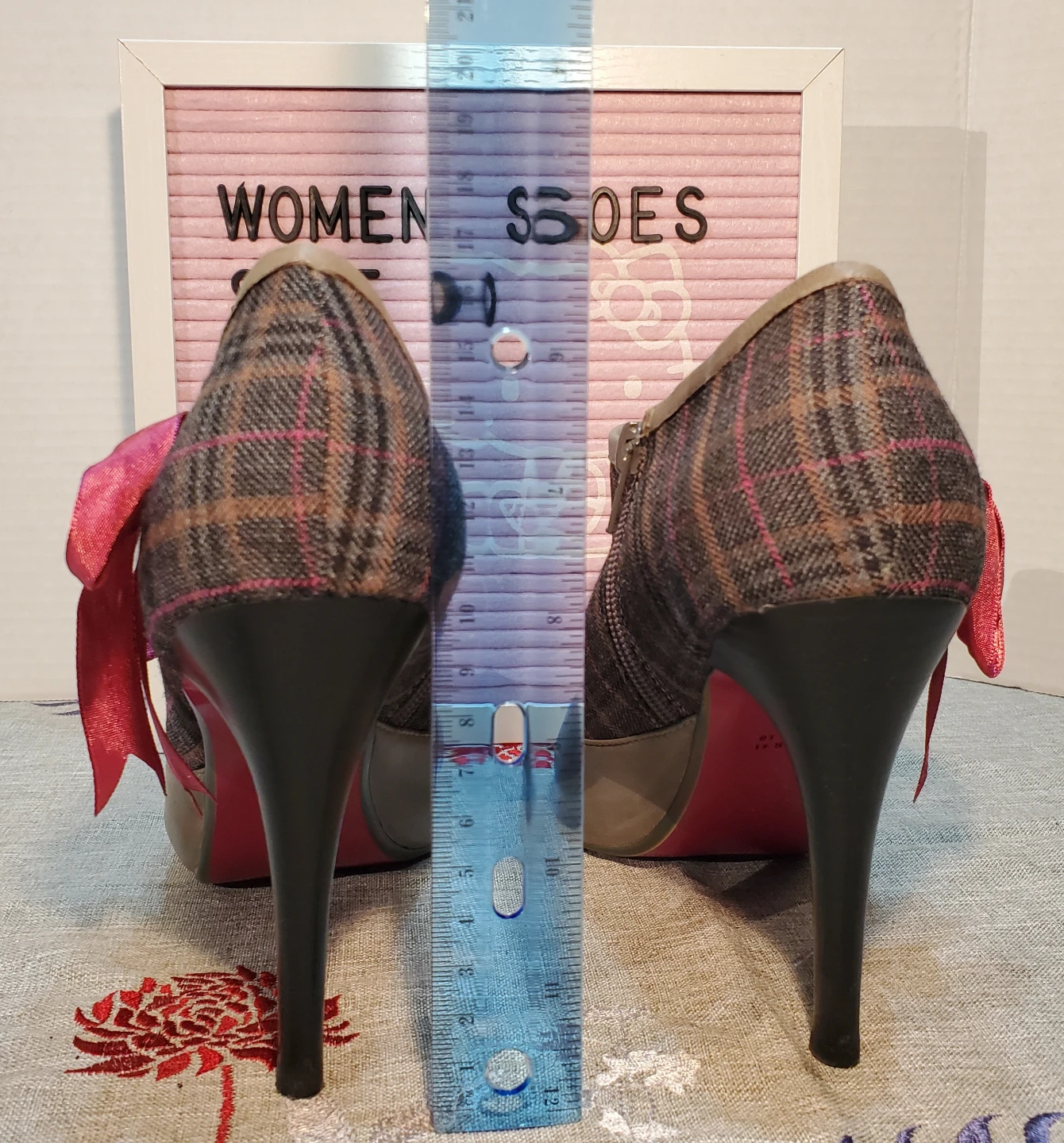 Poetic Licence Women's Ankle Boots Size 10 Grey Plaid Heels - photo 5