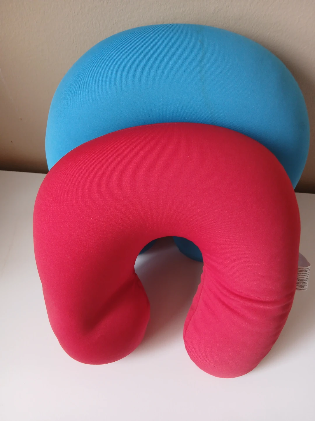 Two Neck Pillows - Red and Blue