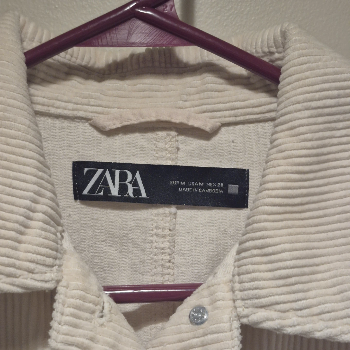 ZARA Corduroy Long Shirt Dress Cream Size M - photo 2