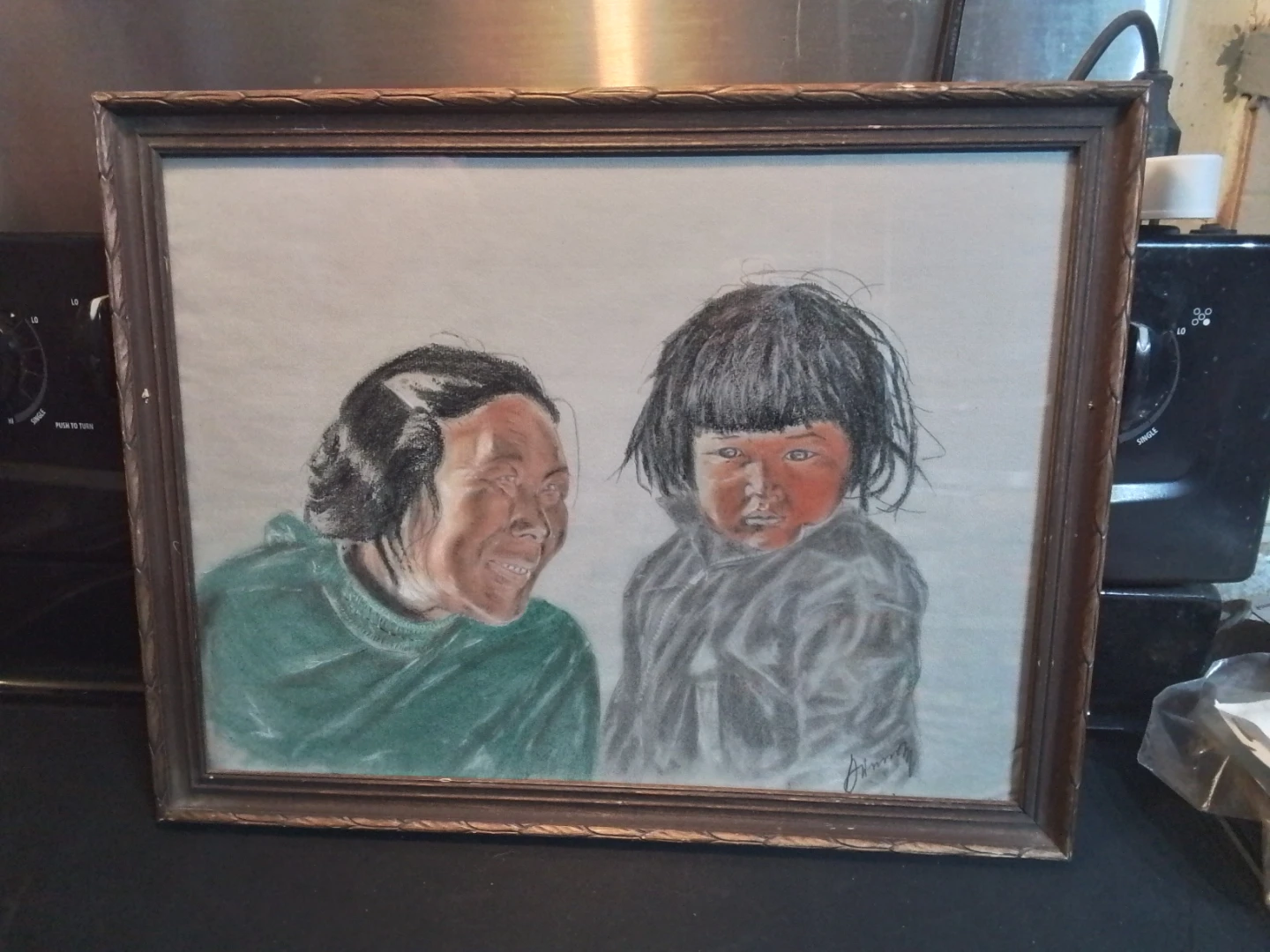 Signed Pastel Indigenous Canadian Painting c 1964 17.5x13.5"