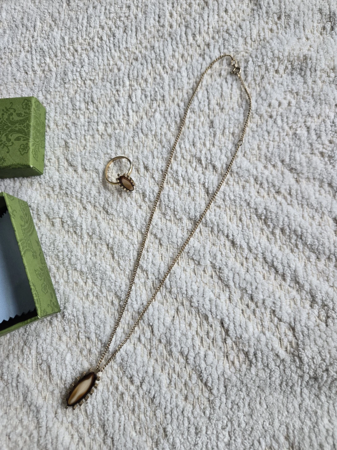 Gold Necklace & Ring w Brown Stone - photo 5