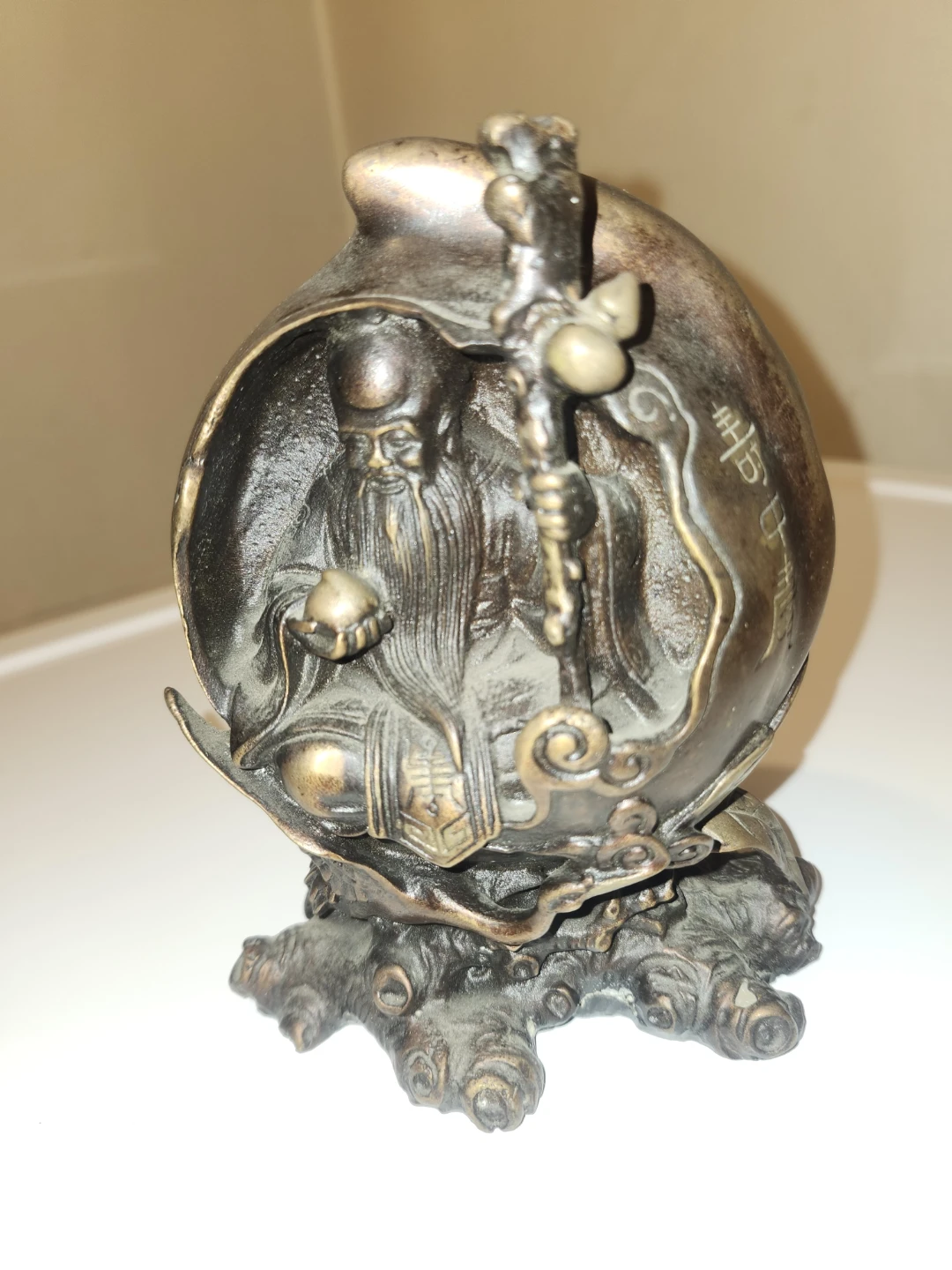 Chinese Bronze Vintage Shou Lao God Statue Figurine Sculpt - photo 3