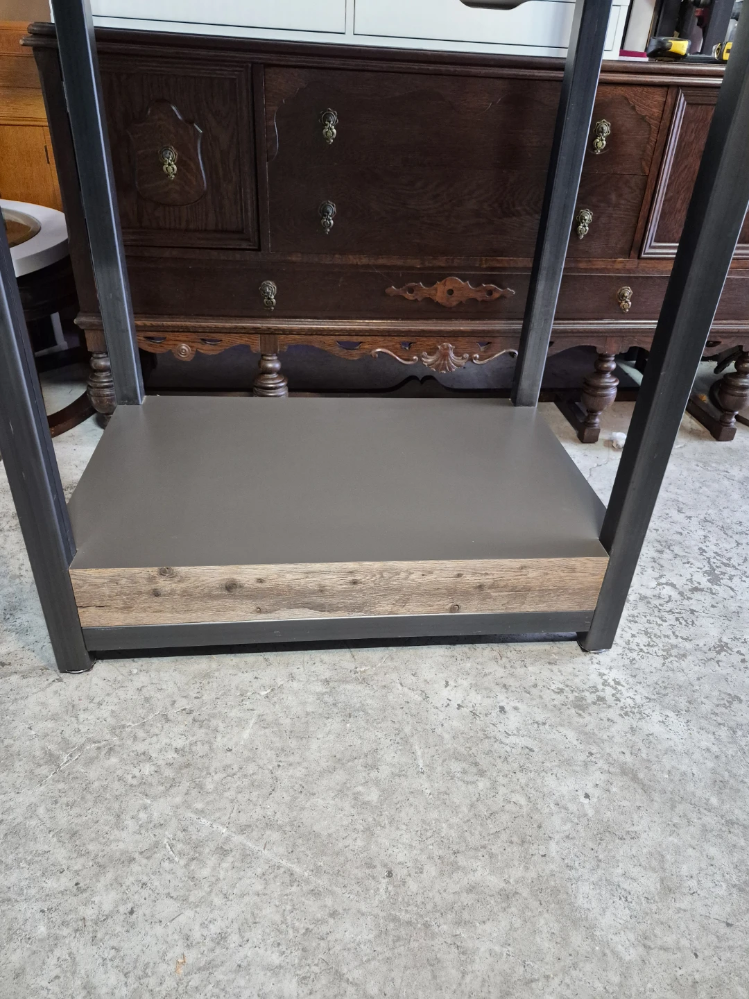 Industrial Style 4-Tier Shelf Unit with Wood Accents - photo 5