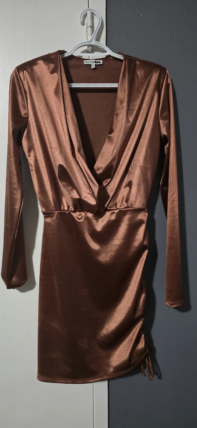 Satin Ruched Mini Dress - photo 3