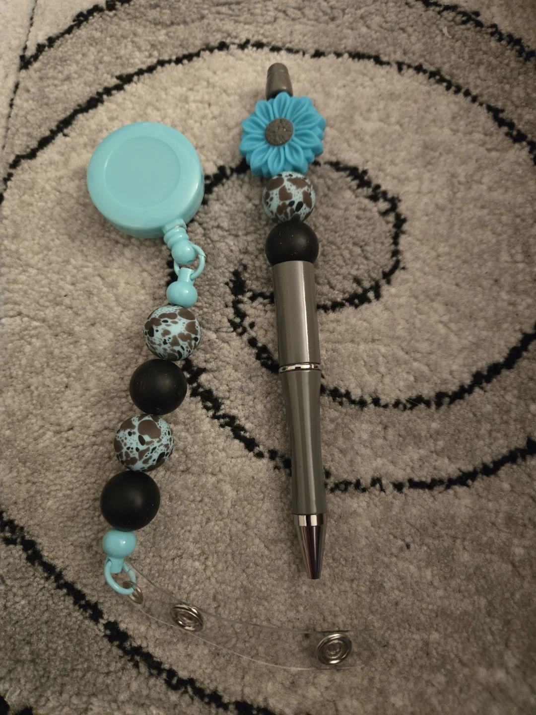Beaded Pen and Badge Reel Set