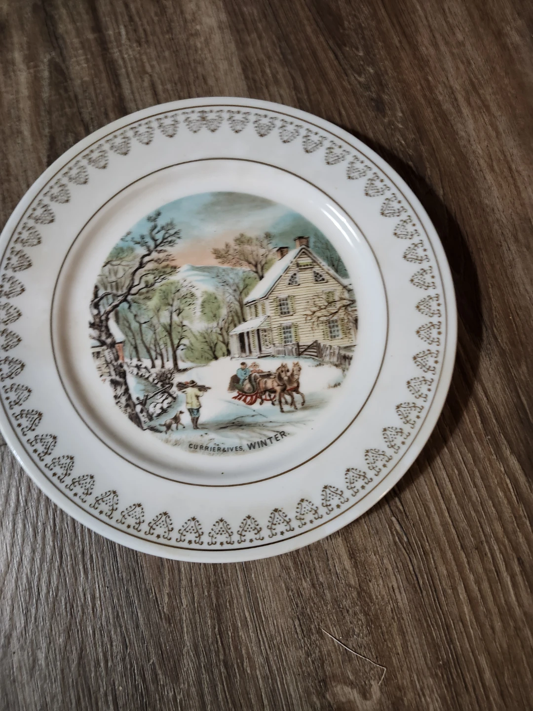 Decorative "Currier Ives Winter" Collector Plate