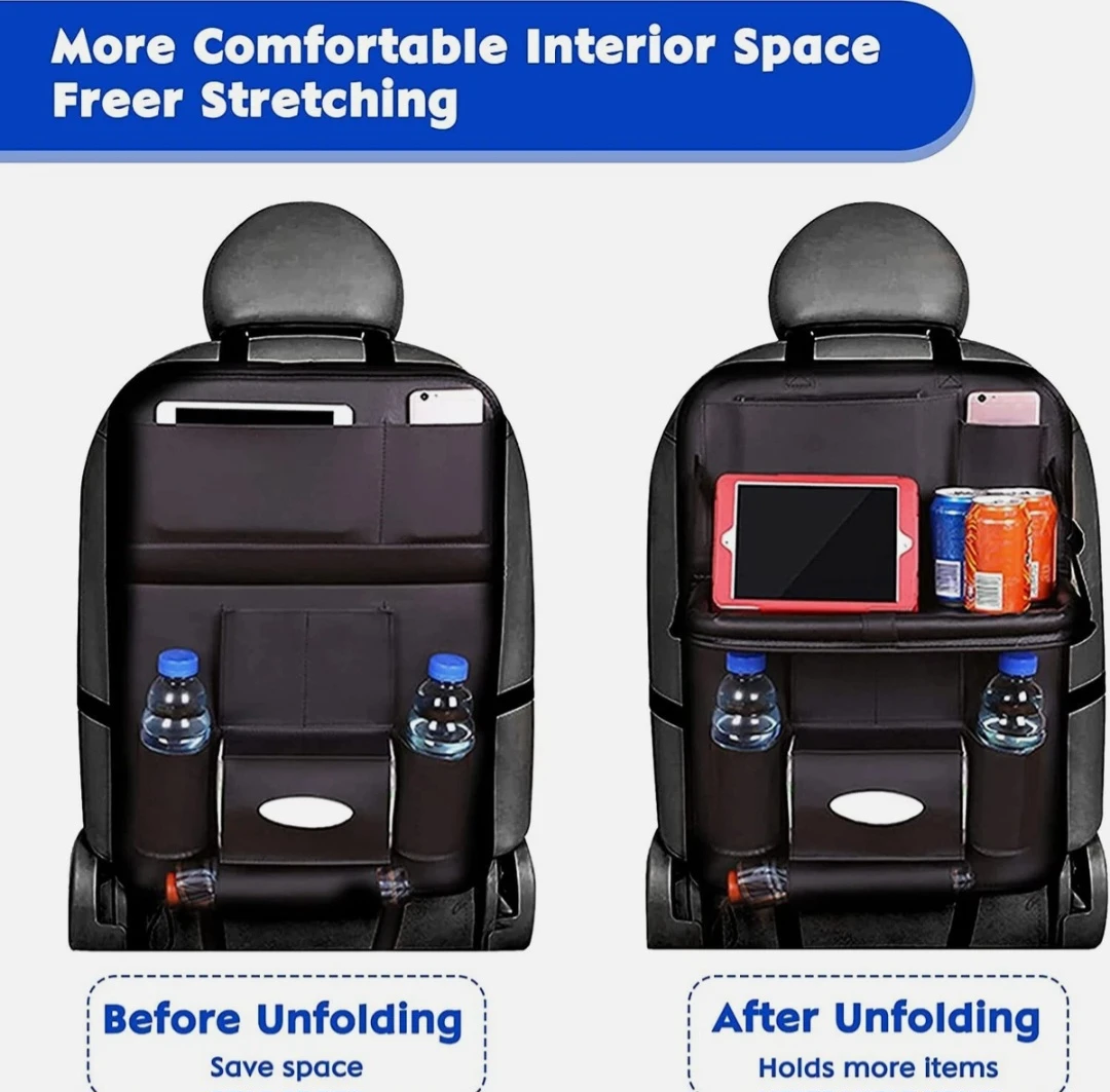 2 pack Car Back Seat Organiser Foldable Tray Multi Pocket ... - photo 2