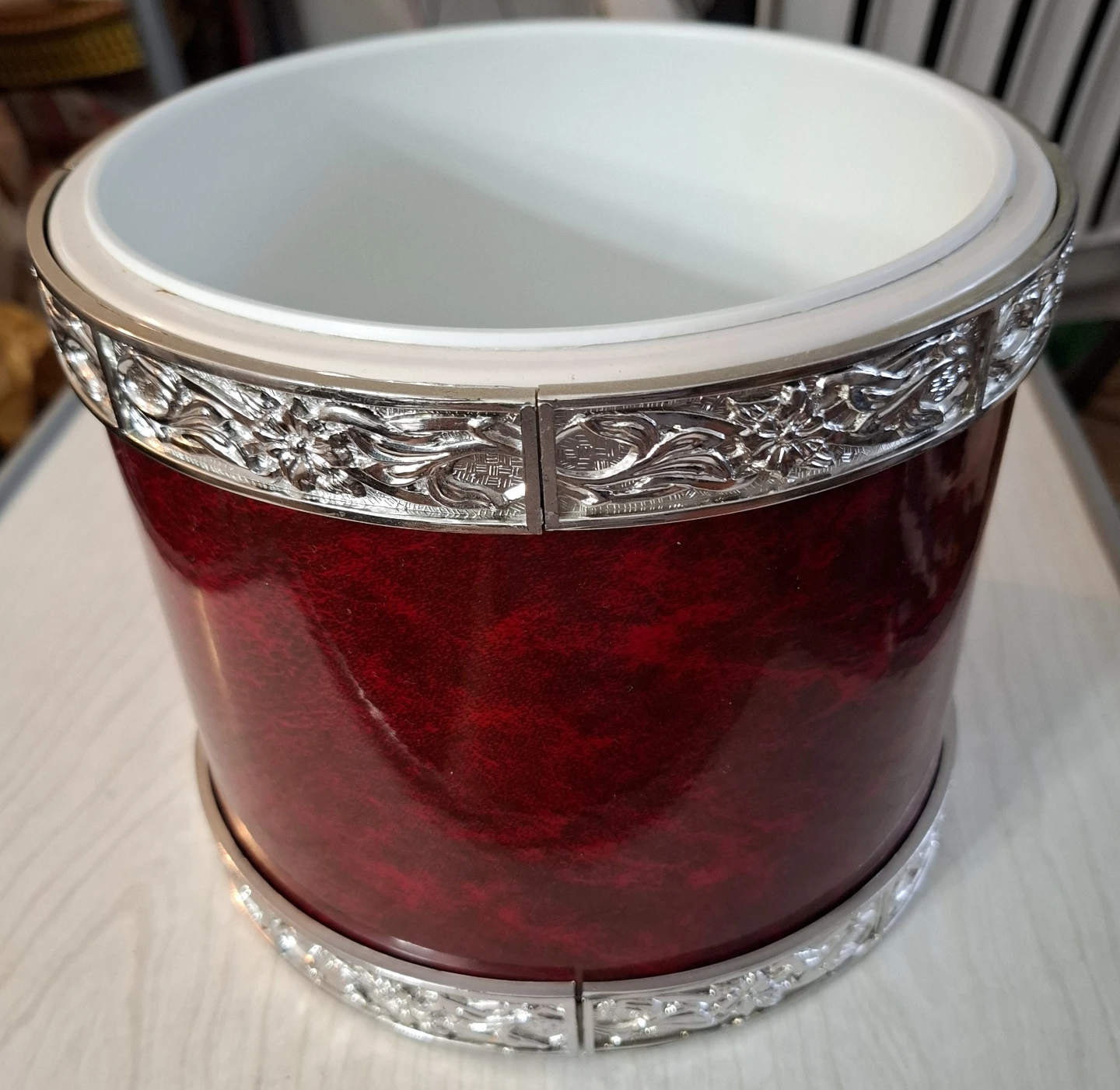 Red Ice Bucket with Silver Trim - photo 3