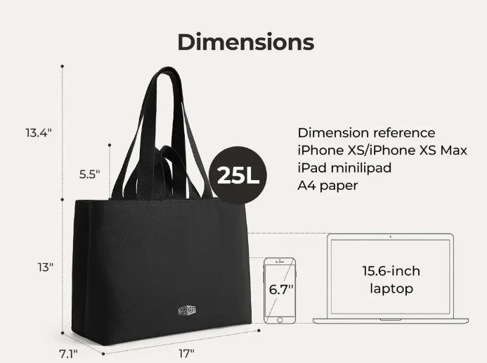 New-->BAGSMART Black Tote Bag 25L - photo 4