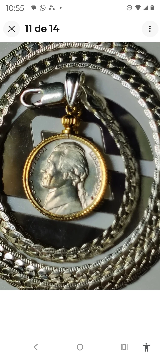 1943 D Jefferson Nickel Pendant Necklace - 35% Silver - photo 3